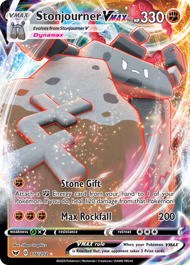 Stonjourner VMAX 116/202 Holo VMAX Rare Sword & Shield Pokemon