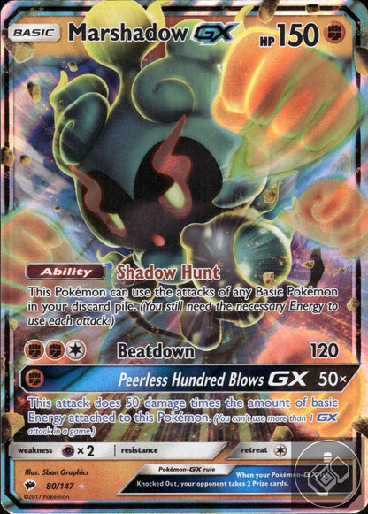 Marshadow GX 80/147 Holo GX Rare Burning Shadows Pokemon