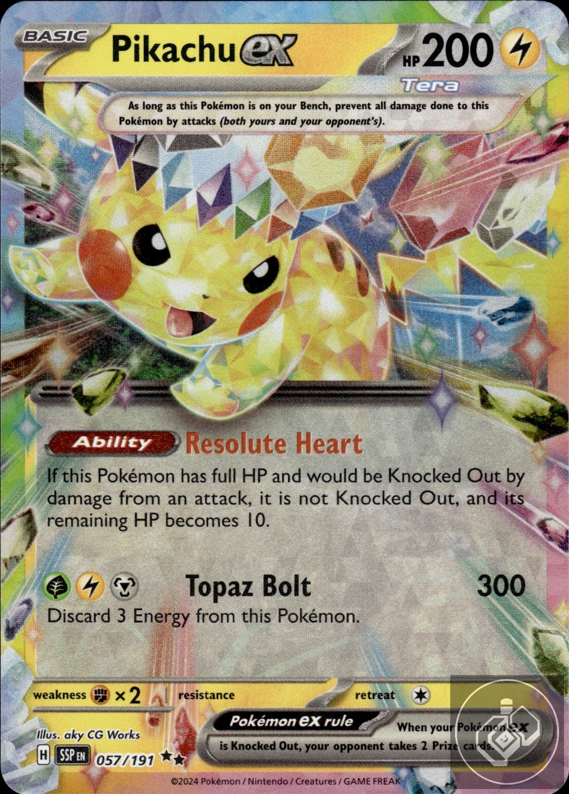Pikachu ex 057/191 Double Rare Surging Sparks Pokemon Holo