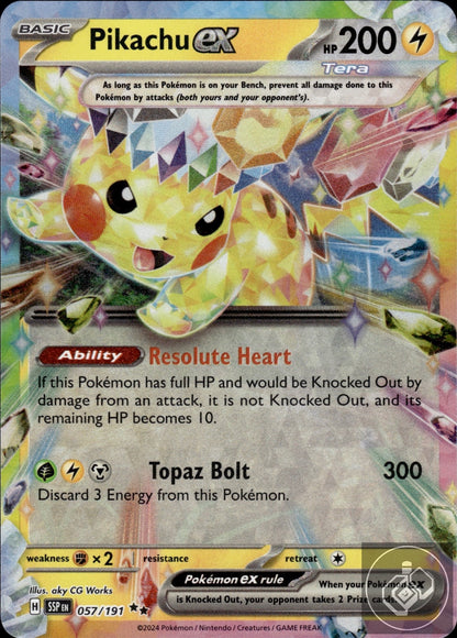 Pikachu ex 057/191 Double Rare Surging Sparks Pokemon Holo