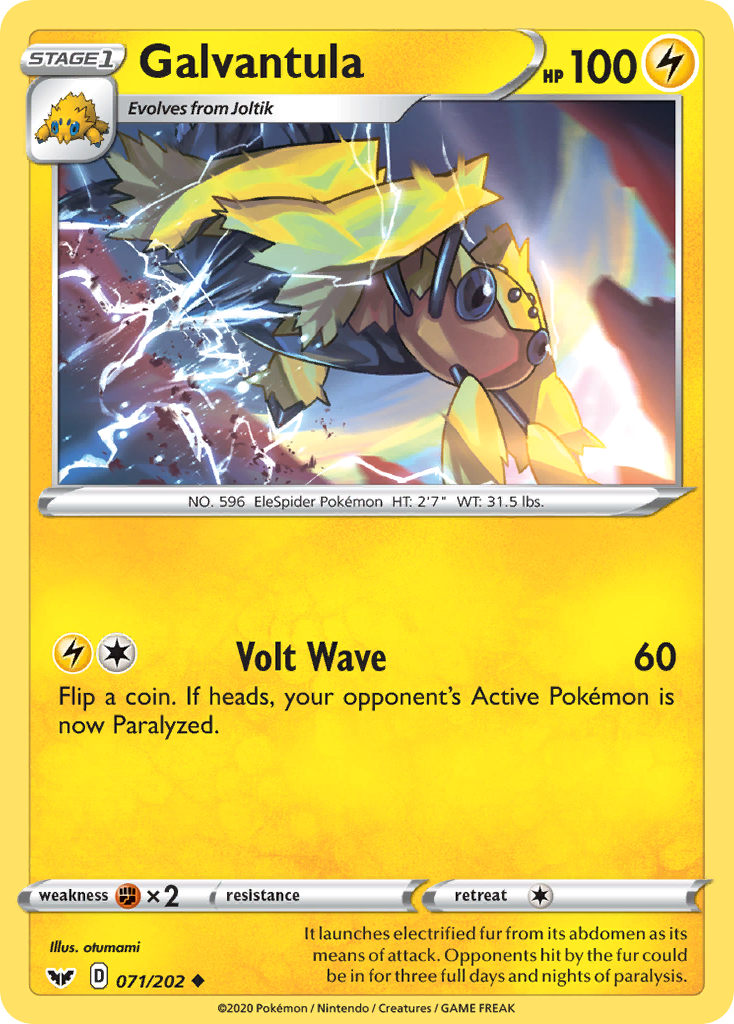 Galvantula 071/202 Uncommon Sword & Shield Pokemon Reverse Holo