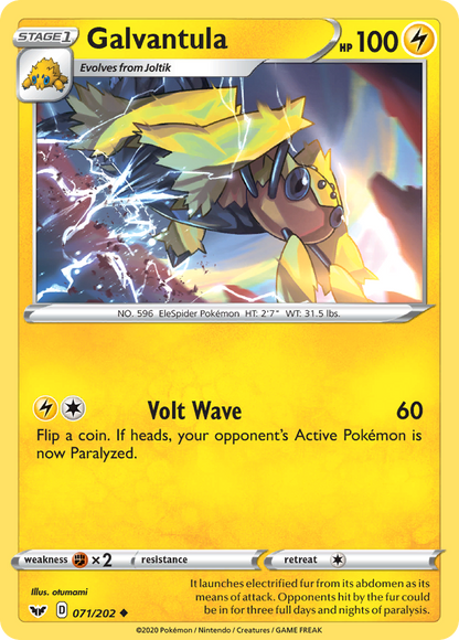 Galvantula 071/202 Uncommon Sword & Shield Pokemon Reverse Holo