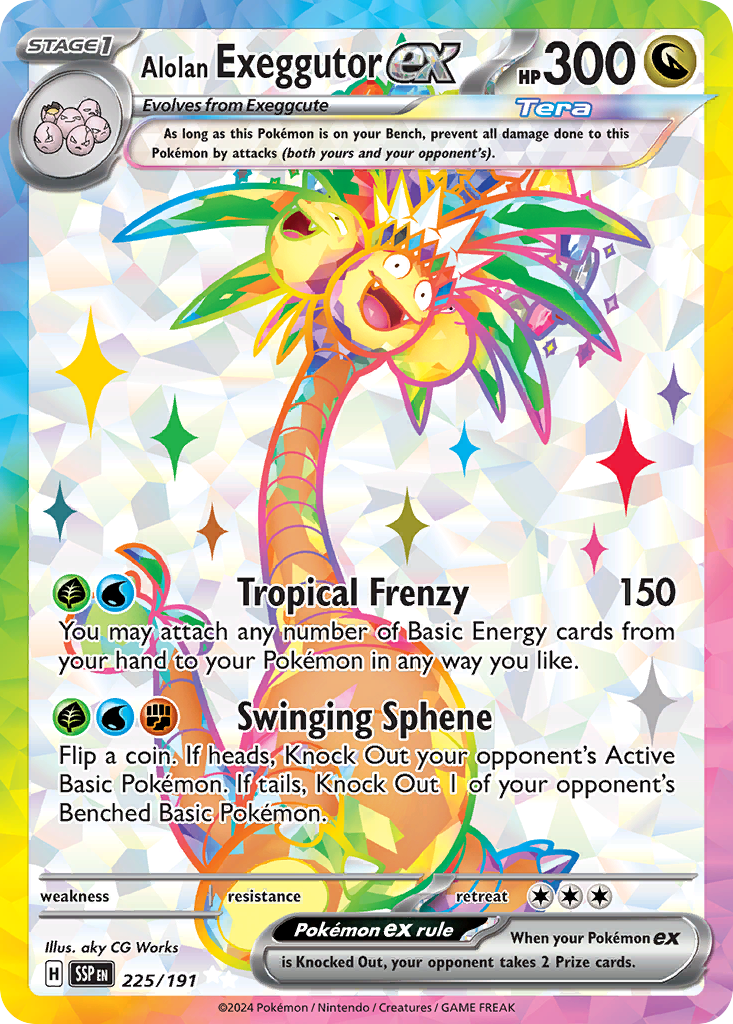 Alolan Exeggutor ex 225/191 Ultra Rare Surging Sparks Pokemon