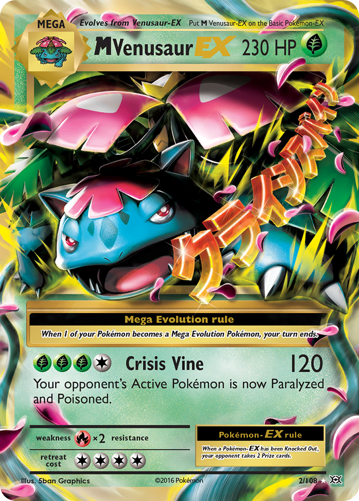 M Venusaur EX 2/108 Holo EX Rare Evolutions Pokemon