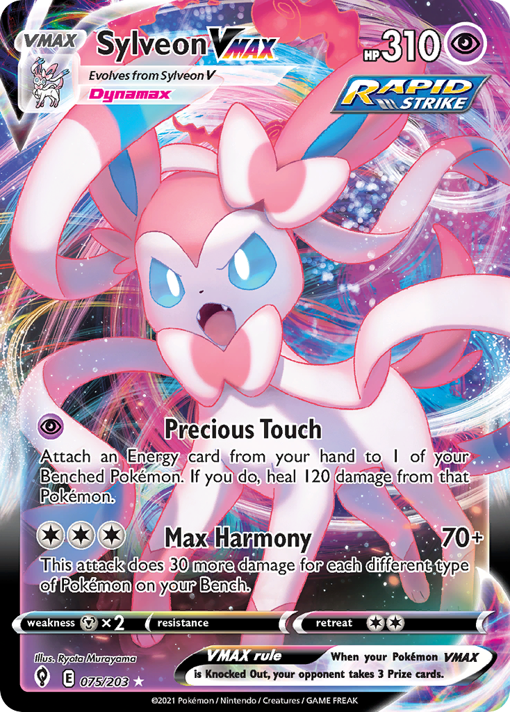 Sylveon VMAX 075/203 Holo VMAX Rare Evolving Skies Pokemon