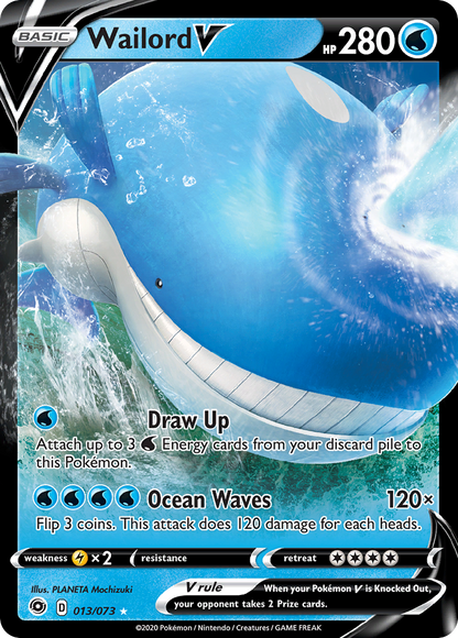 Wailord V 013/073 Holo V Rare Champion's Path Pokemon