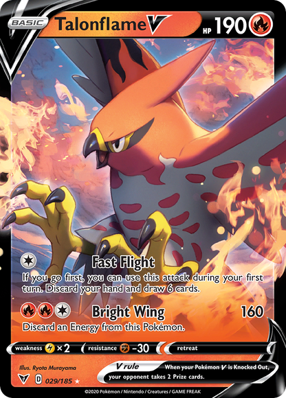 Talonflame V 029/185 Holo V Rare Vivid Voltage Pokemon