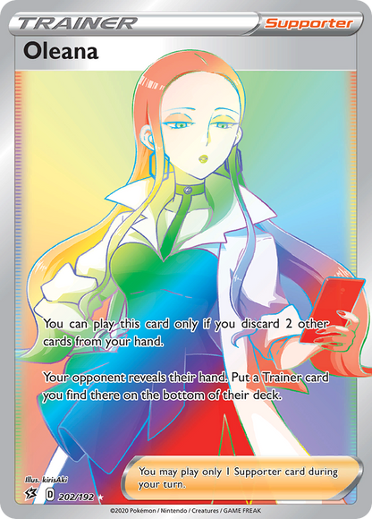Oleana 202/192 Rainbow Rare Rebel Clash Pokemon