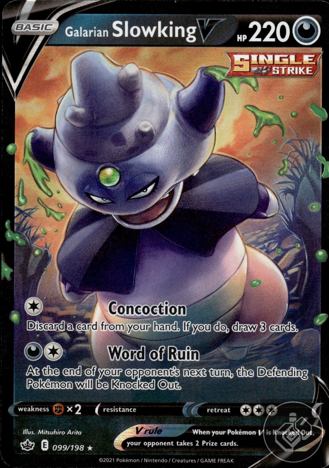Galarian Slowking V 099/198 Holo V Rare Chilling Reign Pokemon