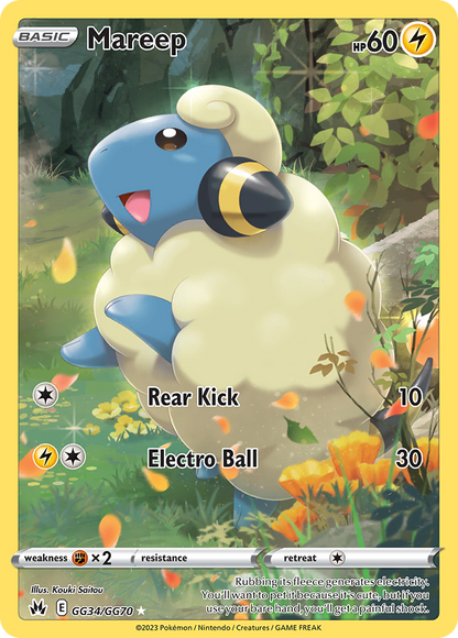 Mareep GG34/GG70 Holo Trainer Gallery Rare Crown Zenith Galarian Gallery Pokemon