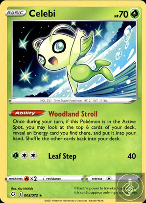 Celebi 003/072 Rare Shining Fates Pokemon