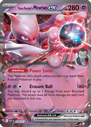 Team Rocket's Mewtwo ex 079/217 Double Rare Ascended Heroes Pokemon