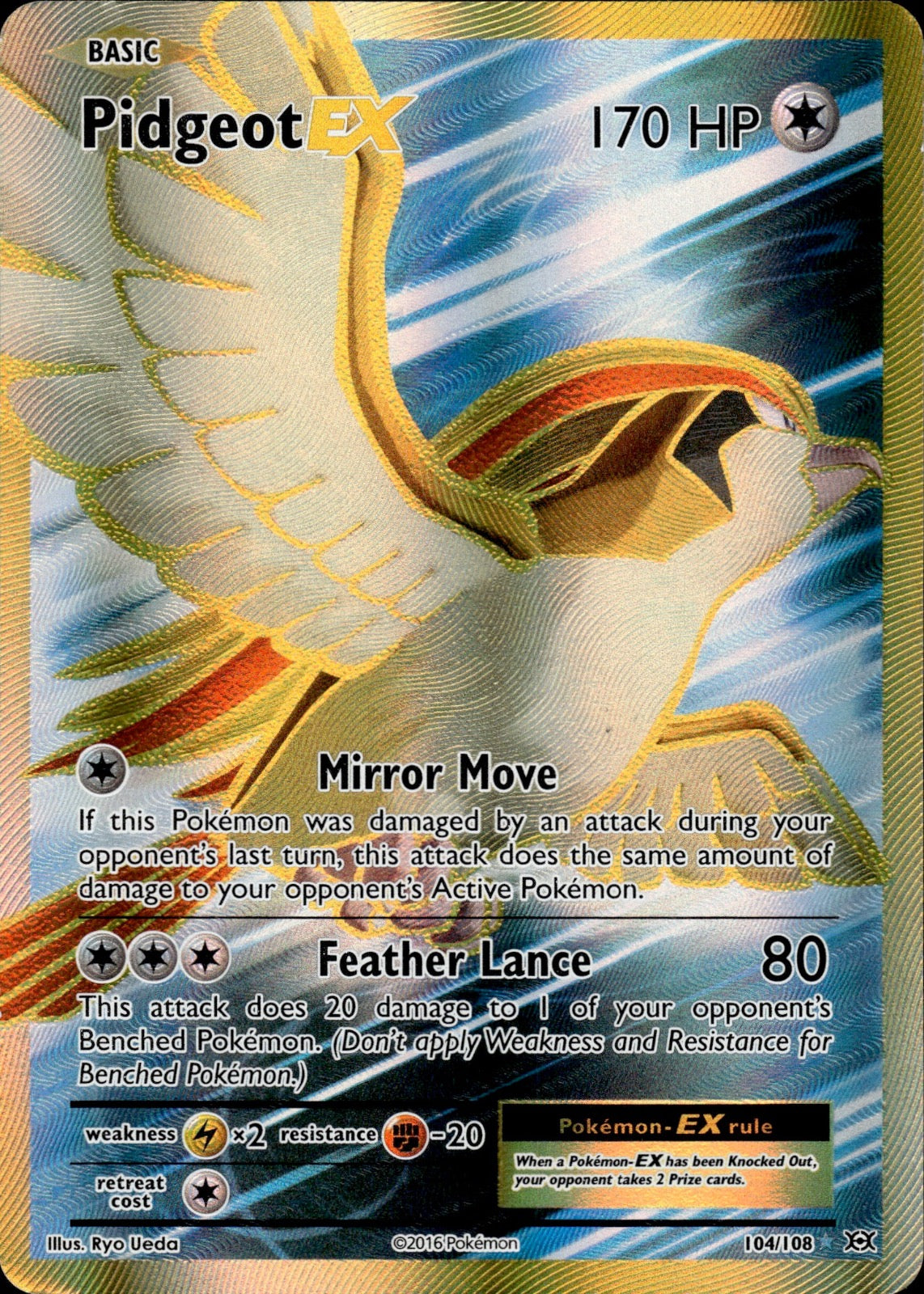 Pidgeot EX 104/108 Ultra Rare Evolutions Pokemon