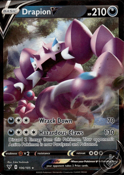 Drapion V 106/185 Holo V Rare Vivid Voltage Pokemon
