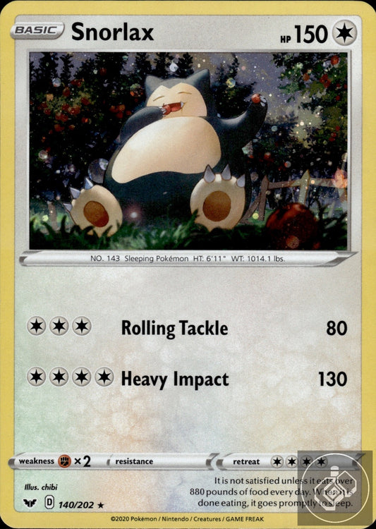 Snorlax 140/202 Rare Sword & Shield Pokemon