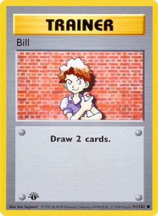 Bill 91/102 Common Base Set Shadowless Pokemon Unlimited