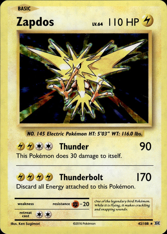 Zapdos 42/108 Holo Rare Evolutions Pokemon Holo