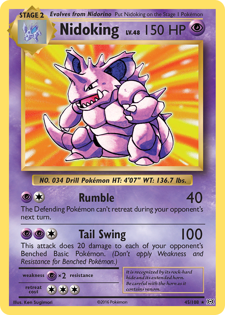 Nidoking 45/108 Holo Rare Evolutions Pokemon Holo