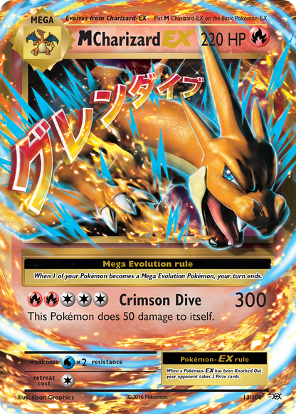 M Charizard EX 13/108 Holo EX Rare Evolutions Pokemon