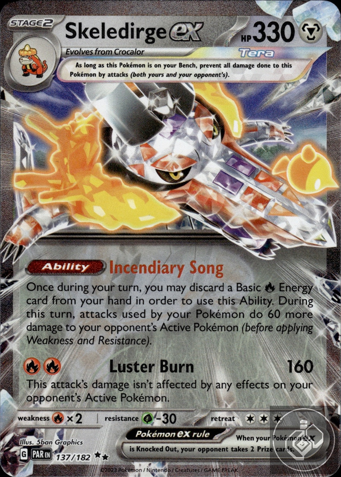 Skeledirge ex 137/182 Double Rare Paradox Rift Pokemon