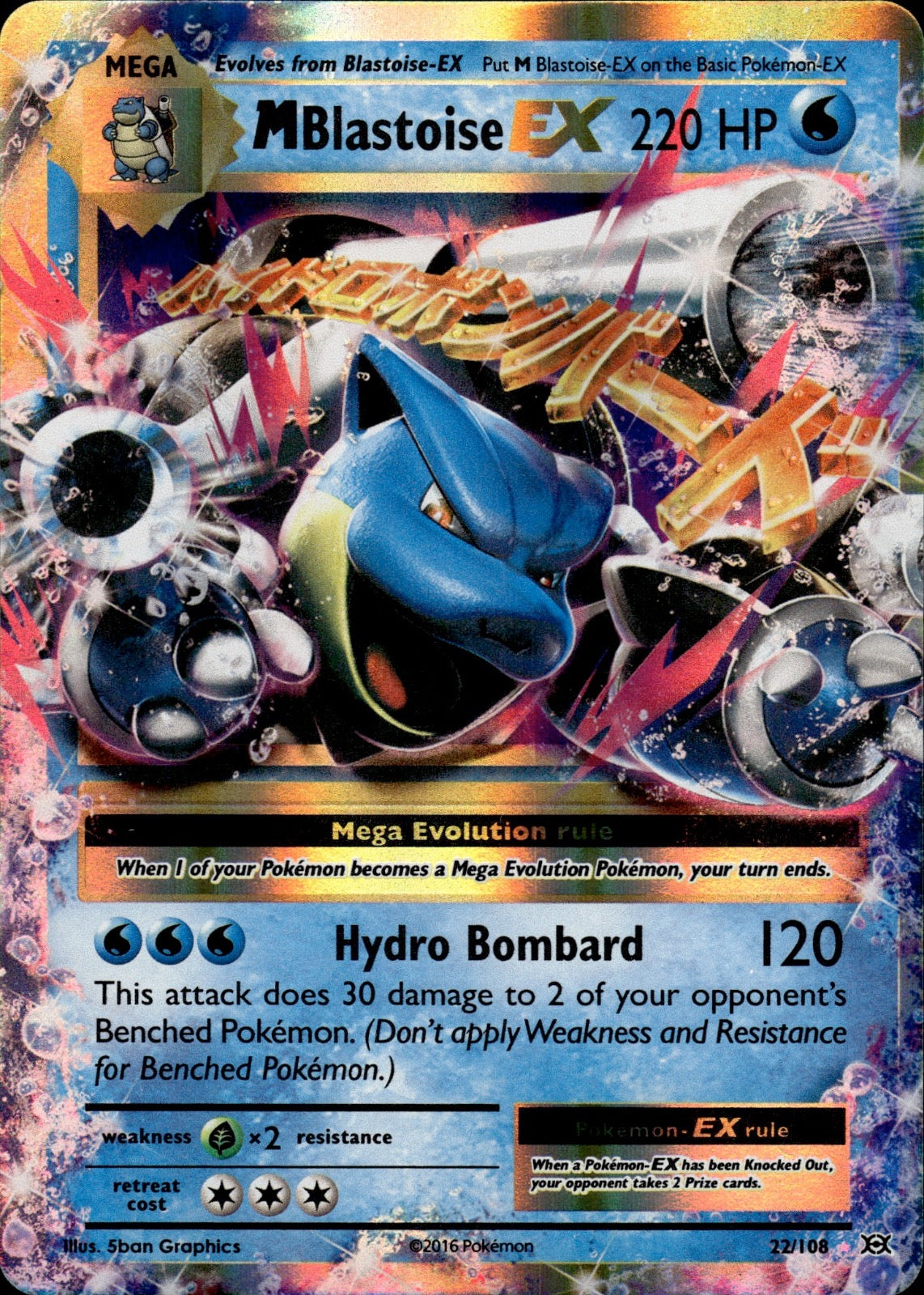 M Blastoise EX 22/108 Holo EX Rare Evolutions Pokemon