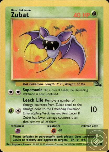 Zubat 57/62 Common Fossil Pokemon Unlimited