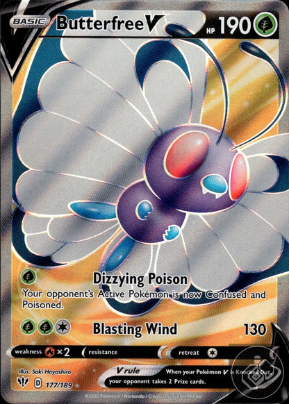 Butterfree V 177/189 Ultra Rare Darkness Ablaze Pokemon