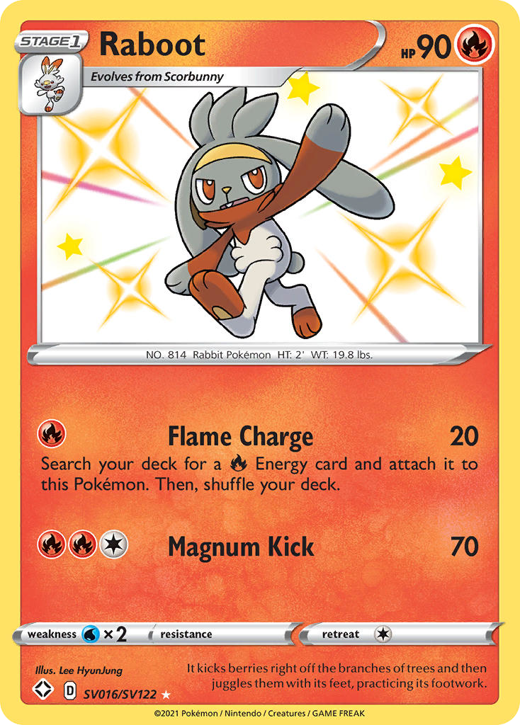Raboot SV016/SV122 Shiny Rare Shining Fates Shiny Vault Pokemon