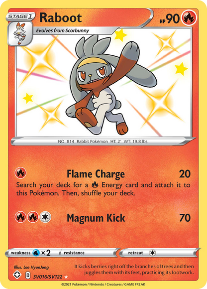 Raboot SV016/SV122 Shiny Rare Shining Fates Shiny Vault Pokemon