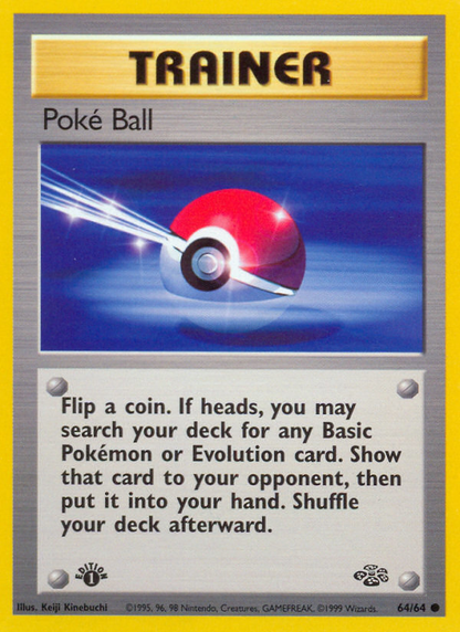 Poke Ball 64/64 Common Jungle Pokemon 1st Edition