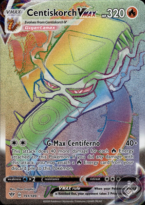 Centiskorch VMAX 191/189 Rainbow Rare Darkness Ablaze Pokemon
