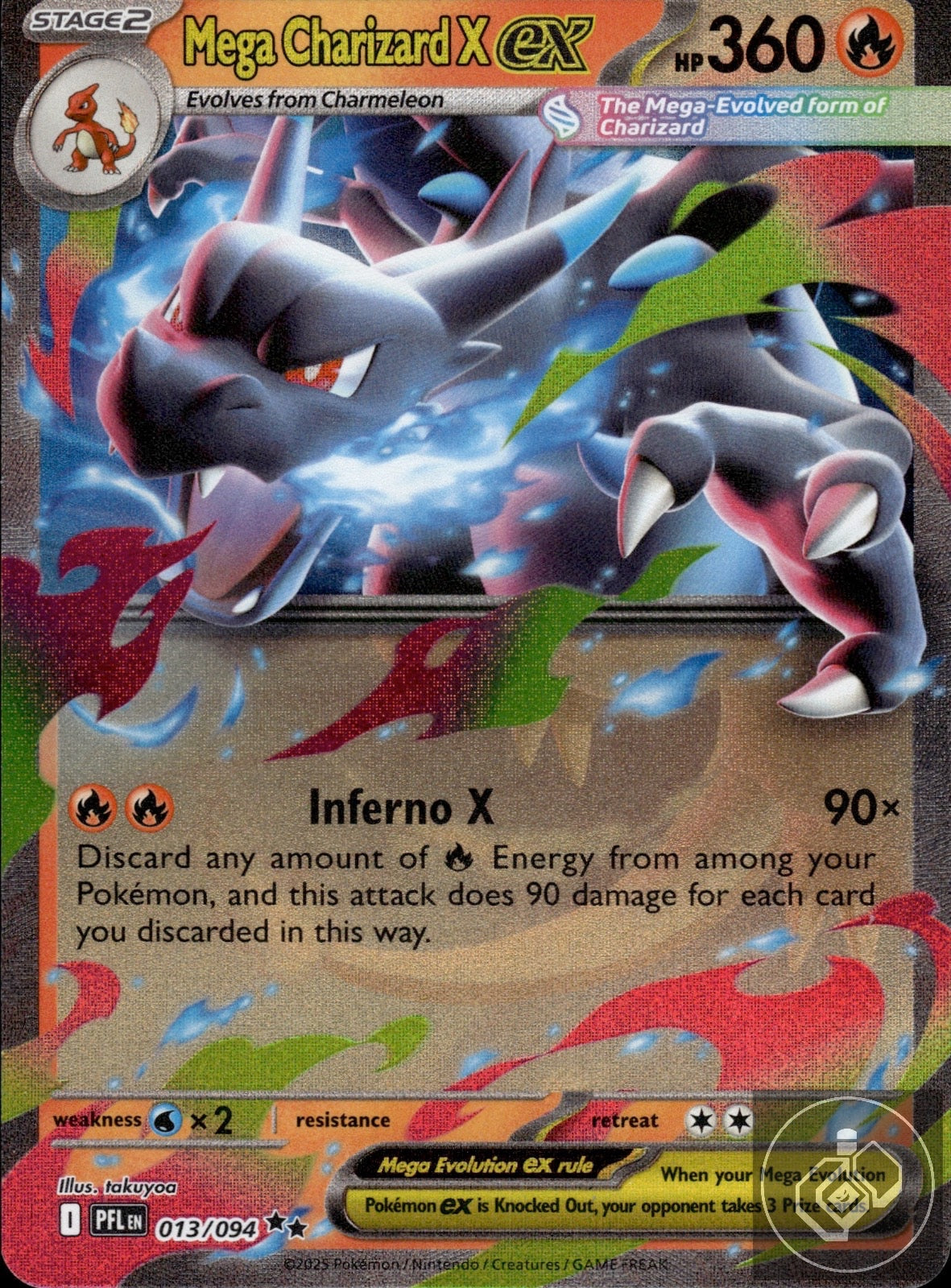 Mega Charizard X ex 013/094 Double Rare Phantasmal Flames Pokemon Holo