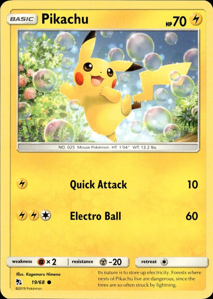 Pikachu 19/68 Common Hidden Fates Pokemon