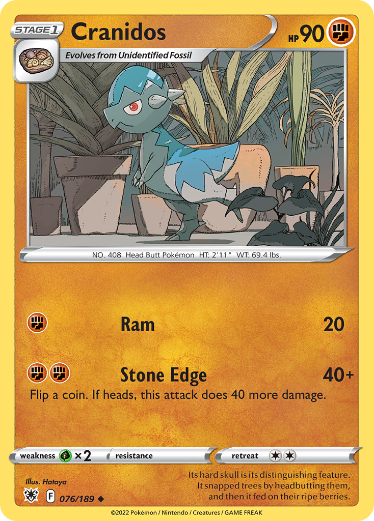 Cranidos 076/189 Uncommon Astral Radiance Pokemon Reverse Holo