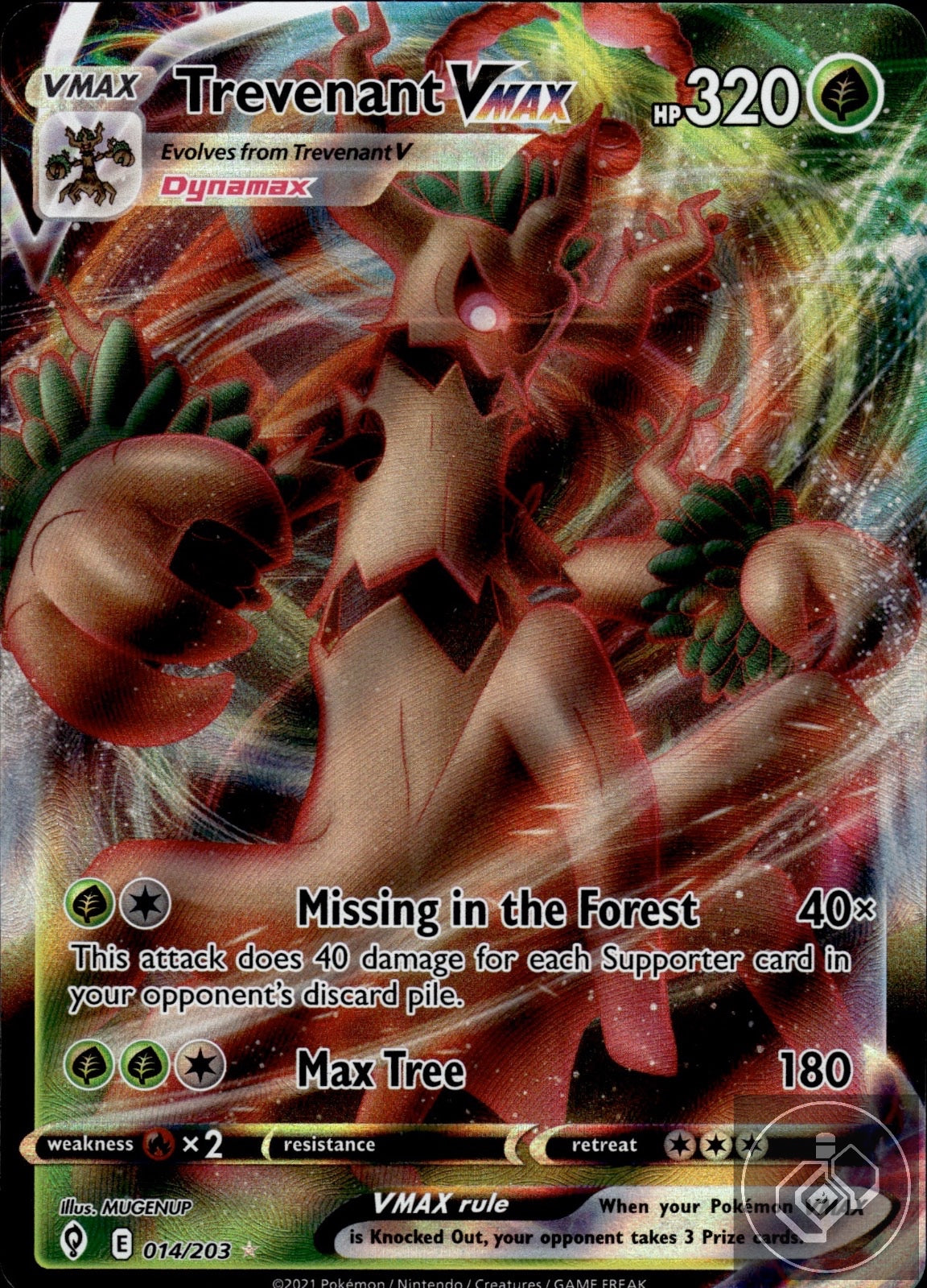 Trevenant VMAX 014/203 Holo VMAX Rare Evolving Skies Pokemon