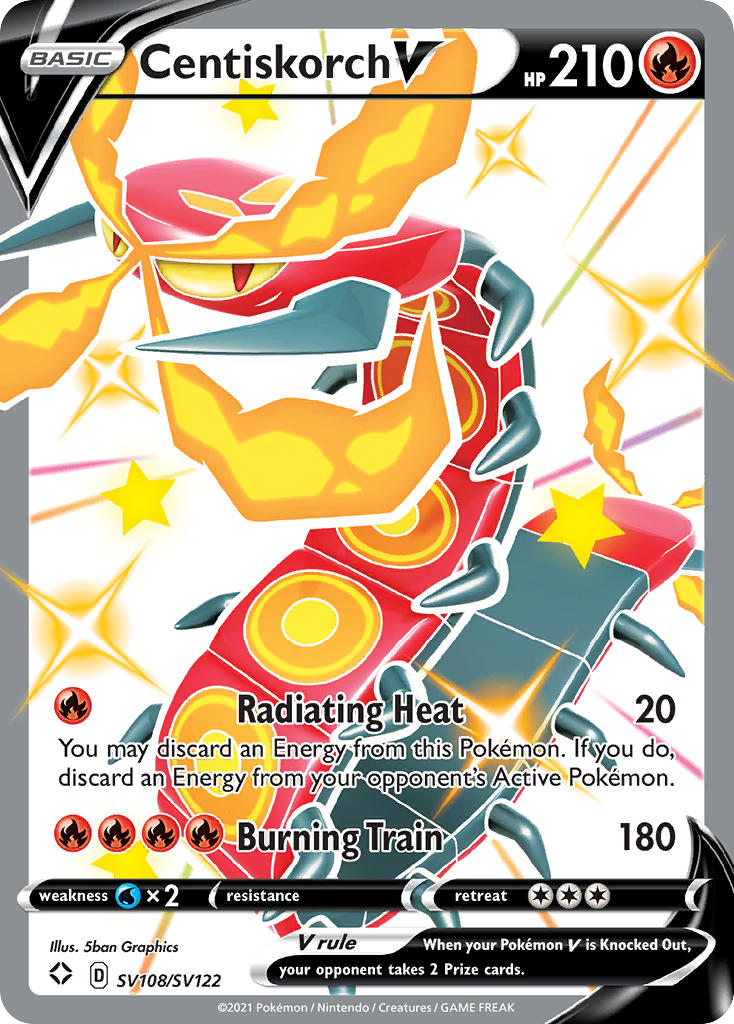 Centiskorch V SV108/SV122 Holo V Rare Shining Fates Shiny Vault Pokemon