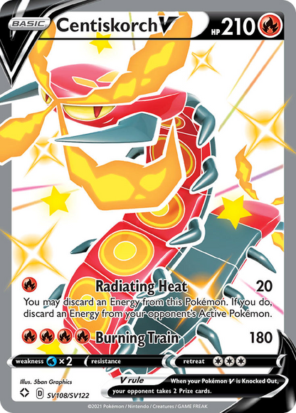 Centiskorch V SV108/SV122 Holo V Rare Shining Fates Shiny Vault Pokemon