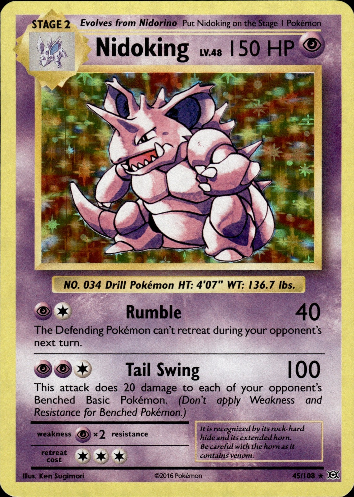 Nidoking 45/108 Holo Rare Evolutions Pokemon Holo