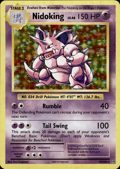 Nidoking 45/108 Holo Rare Evolutions Pokemon Holo