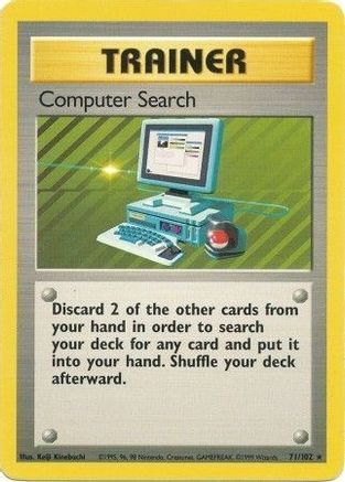 Computer Search 71/102 Rare Base Set Unlimited Pokemon