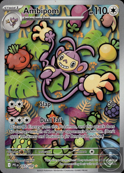 Ambipom 107/094 Illustration Rare Phantasmal Flames Pokemon
