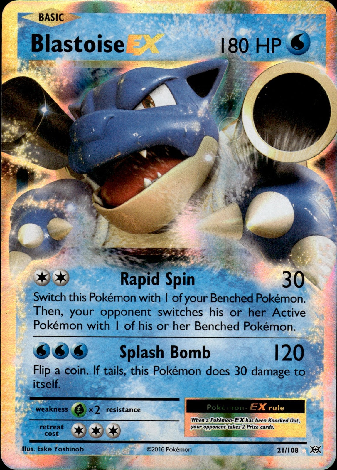 Blastoise EX 21/108 Holo EX Rare Evolutions Pokemon