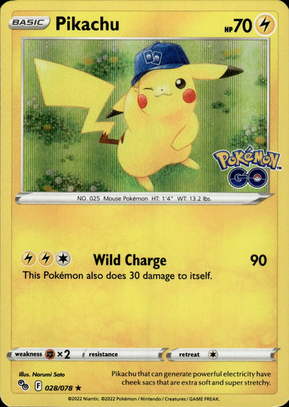 Pikachu 028/078 Holo Rare Pokemon GO Pokemon