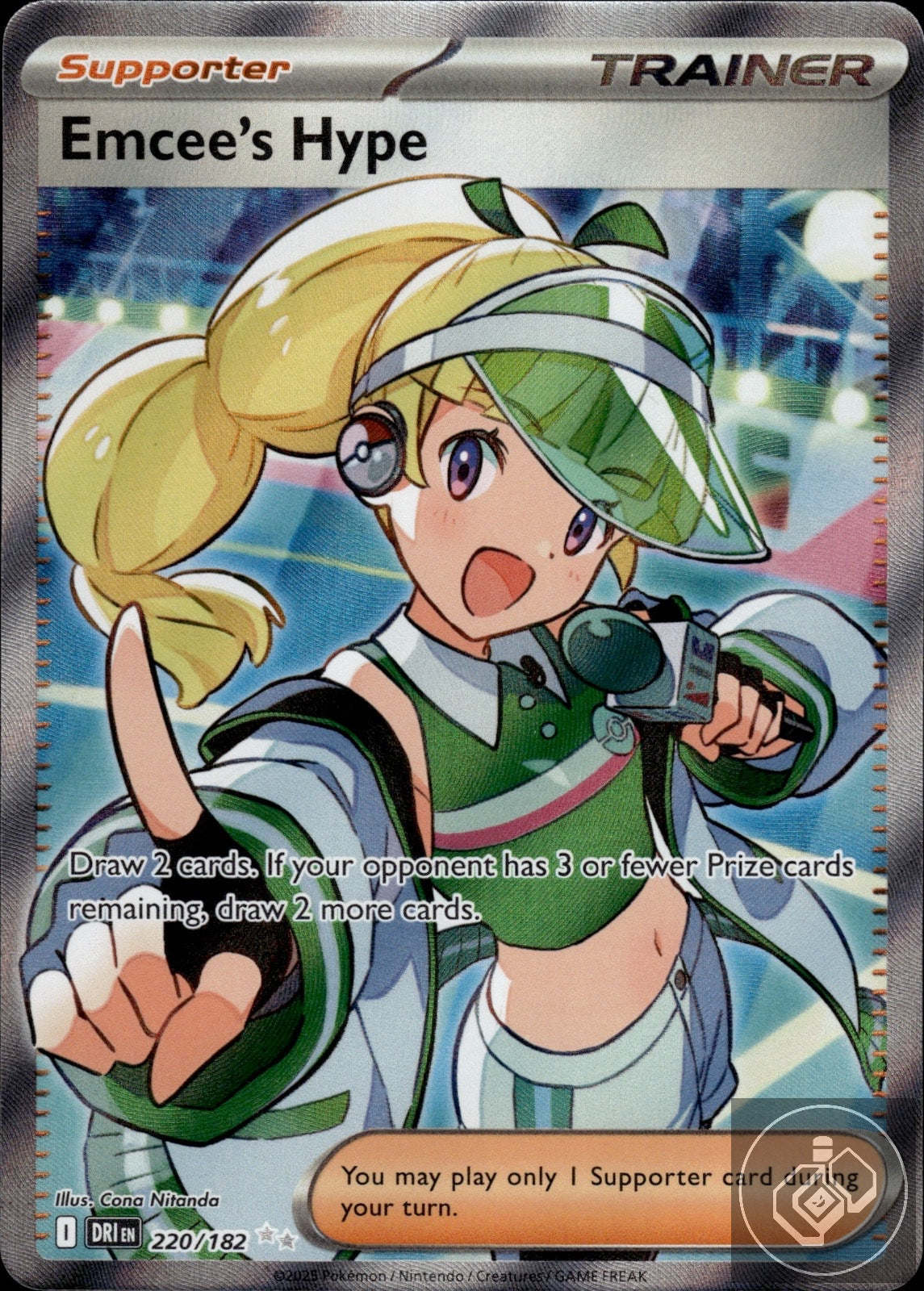 Emcee's Hype 220/182 Ultra Rare Destined Rivals Pokemon Holo