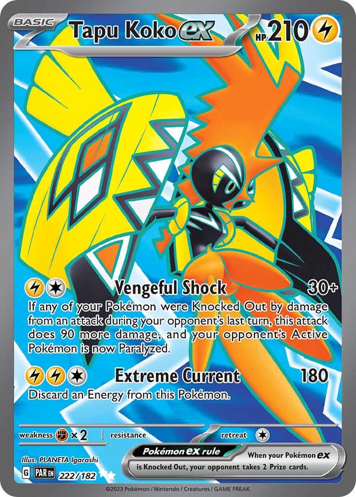 Tapu Koko ex 222/182 Ultra Rare Paradox Rift Pokemon