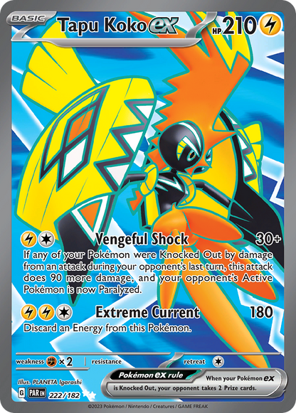 Tapu Koko ex 222/182 Ultra Rare Paradox Rift Pokemon