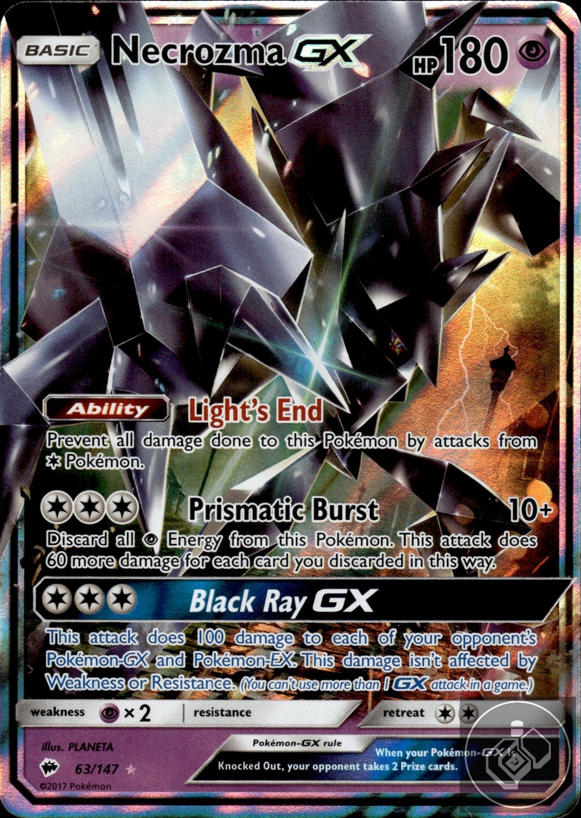 Necrozma GX 63/147 Holo GX Rare Burning Shadows Pokemon