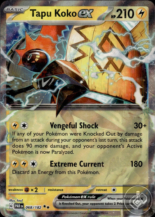 Tapu Koko ex 068/182 Double Rare Paradox Rift Pokemon
