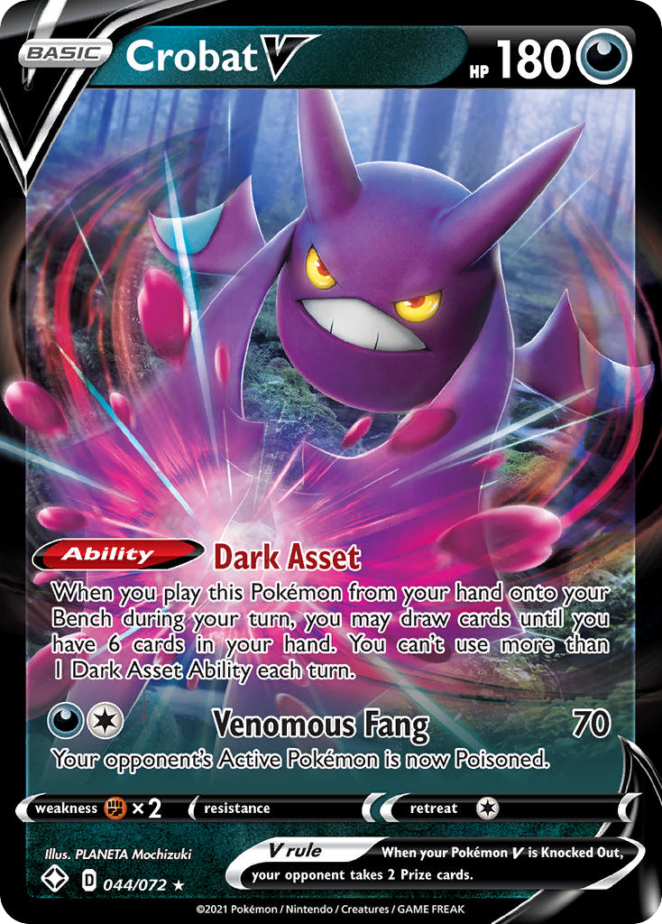 Crobat V 044/072 Holo V Rare Shining Fates Pokemon