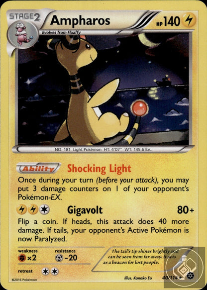 Ampharos 40/114 Holo Rare Steam Siege Pokemon
